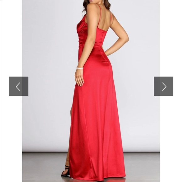 Formal High Slit Satin Dress - Picture 2 of 3